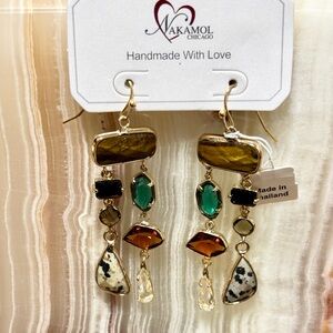 NWT! NAKAMOL Chicago Multi-Stone Dangle Earrings